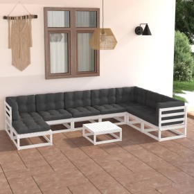 Gartenmöbel-Set 9-teilig und Kissen aus massivem Kiefernholz von vidaXL, Gartensets - Ref: Foro24-3076770, Preis: 785,99 €, R...