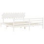 White solid wood bed frame with headboard 200x200cm by vidaXL, Beds and slatted bases - Ref: Foro24-3195307, Price: 155,99 €,...