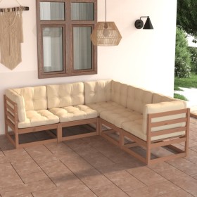 5-piece garden furniture set with solid pine wood cushions by vidaXL, Garden sets - Ref: Foro24-3076777, Price: 553,99 €, Dis...