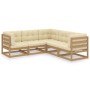 5-piece garden furniture set with solid pine wood cushions by vidaXL, Garden sets - Ref: Foro24-3076777, Price: 553,99 €, Dis...