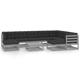 10-piece garden furniture set with gray pine wood cushions by vidaXL, Garden sets - Ref: Foro24-3076811, Price: 804,99 €, Dis...