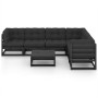 Set de muebles de jardín 7 pzas con cojines madera pino negro de vidaXL, Conjuntos de jardín - Ref: Foro24-3076793, Precio: 7...