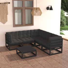 Gartenmöbel-Set 6-teilig und Kissen aus massivem Kiefernholz von vidaXL, Gartensets - Ref: Foro24-3076783, Preis: 634,99 €, R...