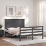 Double bed frame with gray solid wood headboard by vidaXL, Beds and slatted bases - Ref: Foro24-3195193, Price: 156,99 €, Dis...