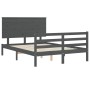 Double bed frame with gray solid wood headboard by vidaXL, Beds and slatted bases - Ref: Foro24-3195193, Price: 156,99 €, Dis...