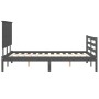 Double bed frame with gray solid wood headboard by vidaXL, Beds and slatted bases - Ref: Foro24-3195193, Price: 156,99 €, Dis...