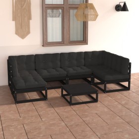 Gartenmöbel-Set 7-teilig und Kissen aus massivem Kiefernholz von vidaXL, Gartensets - Ref: Foro24-3076743, Preis: 750,77 €, R...