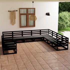 Garden furniture set 10 pieces black solid pine wood by vidaXL, Garden sets - Ref: Foro24-3075928, Price: 696,99 €, Discount: %