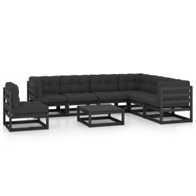 8-piece garden furniture set with black pine wood cushions by vidaXL, Garden sets - Ref: Foro24-3076823, Price: 874,99 €, Dis...