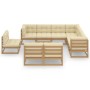 Set de muebles de jardín 10 pzs cojines madera pino marrón miel de vidaXL, Conjuntos de jardín - Ref: Foro24-3076842, Precio:...