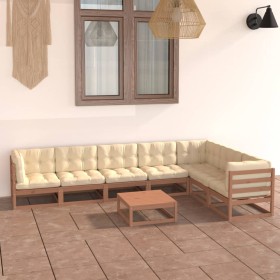 Garden furniture set 8 pcs honey brown pine wood cushions by vidaXL, Garden sets - Ref: Foro24-3076802, Price: 795,99 €, Disc...