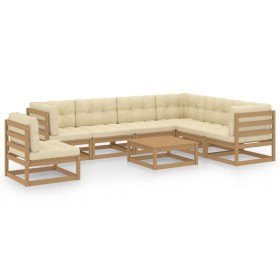 Garden furniture set 8 pcs honey brown pine wood cushions by vidaXL, Garden sets - Ref: Foro24-3076822, Price: 797,99 €, Disc...