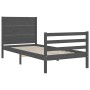 Gray solid wood bed frame with headboard 90x200 cm by vidaXL, Beds and slatted bases - Ref: Foro24-3194623, Price: 112,99 €, ...