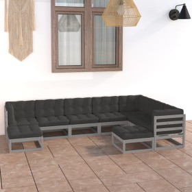 Gartenmöbel-Set 9 Stück und Kissen aus massivem Kiefernholz von vidaXL, Gartensets - Ref: Foro24-3076806, Preis: 781,27 €, Ra...