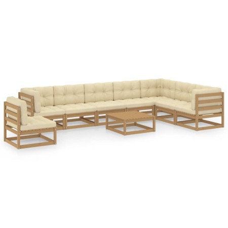 Garden furniture set 9 pcs honey brown pine wood cushions by vidaXL, Garden sets - Ref: Foro24-3076832, Price: 905,58 €, Disc...