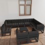 Set de muebles de jardín 11 pzas con cojines madera pino negro de vidaXL, Conjuntos de jardín - Ref: Foro24-3076873, Precio: ...