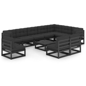 11-piece garden furniture set with black pine wood cushions by vidaXL, Garden sets - Ref: Foro24-3076853, Price: 1,00 €, Disc...