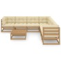 Set de muebles de jardín 8 pzs cojines madera pino marrón miel de vidaXL, Conjuntos de jardín - Ref: Foro24-3076882, Precio: ...