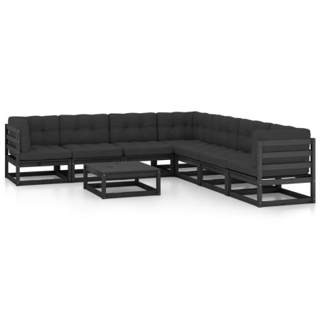 8-piece garden furniture set with black pine wood cushions by vidaXL, Garden sets - Ref: Foro24-3076883, Price: 873,05 €, Dis...