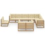 Garden furniture set, 10 pieces, with cushions, made of brown honey pine wood. by vidaXL, Garden sets - Ref: Foro24-3076867, ...