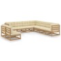 Set de muebles de jardín 9 pzs cojines madera pino marrón miel de vidaXL, Conjuntos de jardín - Ref: Foro24-3076907, Precio: ...