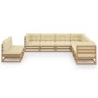 Set de muebles de jardín 9 pzs cojines madera pino marrón miel de vidaXL, Conjuntos de jardín - Ref: Foro24-3076907, Precio: ...