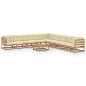 Set de muebles de jardín 10 pzs cojines madera pino marrón miel de vidaXL, Conjuntos de jardín - Ref: Foro24-3076902, Precio:...