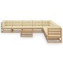 Set de muebles de jardín 10 pzs cojines madera pino marrón miel de vidaXL, Conjuntos de jardín - Ref: Foro24-3076902, Precio:...