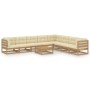 Set de muebles de jardín 9 pzs cojines madera pino marrón miel de vidaXL, Conjuntos de jardín - Ref: Foro24-3076892, Precio: ...