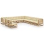 Set de muebles de jardín 11 pzs cojines madera pino marrón miel de vidaXL, Conjuntos de jardín - Ref: Foro24-3076927, Precio:...