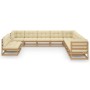 Set de muebles de jardín 11 pzs cojines madera pino marrón miel de vidaXL, Conjuntos de jardín - Ref: Foro24-3076927, Precio:...