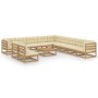 Set de muebles de jardín 12 pzs cojines madera pino marrón miel de vidaXL, Conjuntos de jardín - Ref: Foro24-3076932, Precio:...