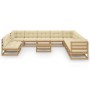 Set de muebles de jardín 12 pzs cojines madera pino marrón miel de vidaXL, Conjuntos de jardín - Ref: Foro24-3076932, Precio:...