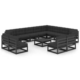 14-piece garden furniture set with black pine wood cushions by vidaXL, Garden sets - Ref: Foro24-3076963, Price: 1,00 €, Disc...