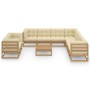 Set de muebles de jardín 10 pzs cojines madera pino marrón miel de vidaXL, Conjuntos de jardín - Ref: Foro24-3076972, Precio:...