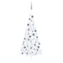 Halber Weihnachtsbaum mit Lichtern und Kugeln weiß 240 cm von vidaXL, Weihnachtsbäume - Ref: Foro24-3077658, Preis: 61,99 €, ...