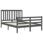 Gray solid wood bed frame with headboard 140x190 cm by vidaXL, Beds and slatted bases - Ref: Foro24-3194228, Price: 160,17 €,...