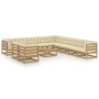 Set de muebles de jardín 12 pzs cojines madera pino marrón miel de vidaXL, Conjuntos de jardín - Ref: Foro24-3076992, Precio:...