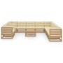 Set de muebles de jardín 12 pzs cojines madera pino marrón miel de vidaXL, Conjuntos de jardín - Ref: Foro24-3076992, Precio:...