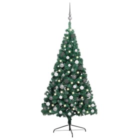 Halber Weihnachtsbaum mit Lichtern und grünen Kugeln 240 cm von vidaXL, Weihnachtsbäume - Ref: Foro24-3077653, Preis: 77,20 €...