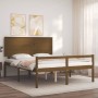 Double bed for seniors honey brown wooden headboard by vidaXL, Beds and slatted bases - Ref: Foro24-3195489, Price: 178,29 €,...