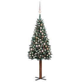 Schlanker künstlicher Weihnachtsbaum mit LEDs und grünen Kugeln 210 cm von vidaXL, Weihnachtsbäume - Ref: Foro24-3077865, Pre...