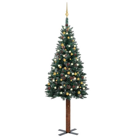 Slim Christmas tree with lights and balls green 210 cm by vidaXL, Christmas trees - Ref: Foro24-3077817, Price: 97,84 €, Disc...