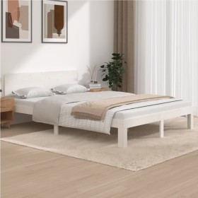 Solid white pine wood bed frame 140x200 cm by vidaXL, Beds and slatted bases - Ref: Foro24-833116, Price: 196,04 €, Discount: %