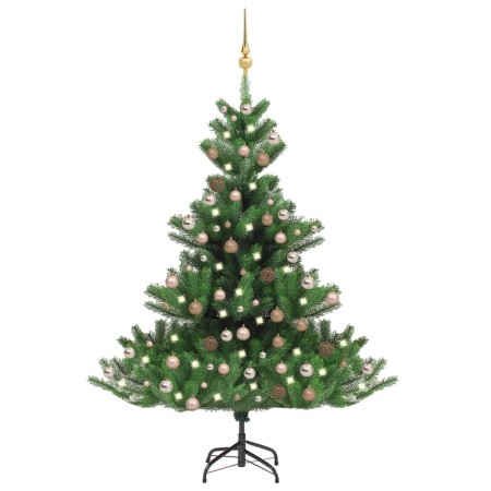 Nordmanntannen-Weihnachtsbaum mit LEDs und grünen Kugeln 240 cm von vidaXL, Weihnachtsbäume - Ref: Foro24-3077648, Preis: 291...