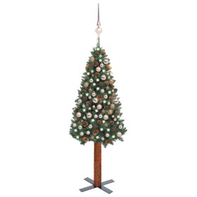 Árbol de Navidad delgado con luces y bolas verde 210 cm de vidaXL, Arboles de navidad - Ref: Foro24-3077862, Precio: 115,30 €...