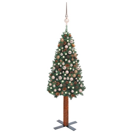 Schlanker Weihnachtsbaum mit Lichtern und Kugeln grün 210 cm von vidaXL, Weihnachtsbäume - Ref: Foro24-3077862, Preis: 115,30...