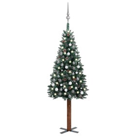 Slim artificial Christmas tree with LEDs and green balls 210 cm by vidaXL, Christmas trees - Ref: Foro24-3077913, Price: 90,7...