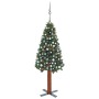 Árbol de Navidad delgado con luces y bolas verde 210 cm de vidaXL, Arboles de navidad - Ref: Foro24-3077910, Precio: 94,45 €,...