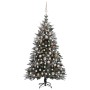 Christmas tree with LED, balls and flocked snow PVC and PE 150 cm by vidaXL, Christmas trees - Ref: Foro24-3077880, Price: 15...